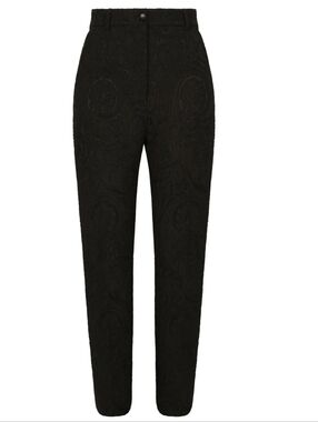Dolce & Gabbana Black Jacquard High-Waist Trousers